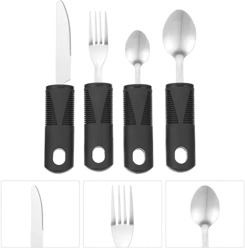 Vista 9 de Adaptive Utensils Set Weighted Utensils for Elderly and Disabled, Stainless Steel Fork, Knife, Spoon Silverware Set