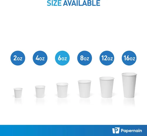 Vista 5 de Vasos desechables de papel caliente [6 onzas, 200 unidades, blanco]