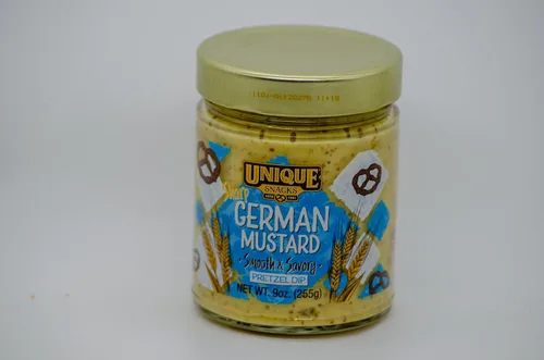 Vista 2 de Unique Snacks Sharp German Mustard Dip, semillas de mostaza de grano entero, salsa de pretzel, sin OMG, paquete de 2