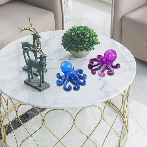 Vista 5 de Moldes de resina de pulpo de silicona, lindos moldes epoxi de pulpo, molde de silicona 3D de animales grandes para fundición de resina, colgar