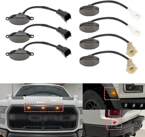 Vista 15 de Luces LED de Marcador Lateral para Ford F150 SVT Raptor Pick Up 2010-2014, Luces de Marcador Trasero/Trasera F150, Lente Ahumada Roja, Kits de Luz