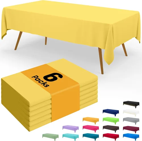 Vista 83 de Smiry - Juego de 6 manteles desechables, 54 x 78 pulgadas, manteles impermeables rectangulares para fiestas, cubierta de mesa de plástico