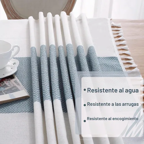 Vista 3 de Laolitou - Mantel para mesa de comedor, mantel rústico estilo de granja para cocina y mesa auxiliar, tela de lino de algodón, manteles rectangulares