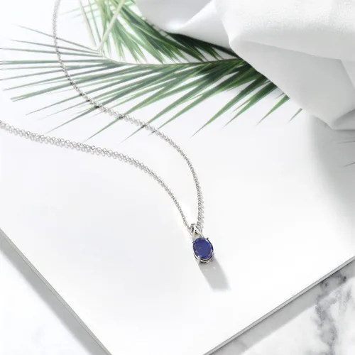 Vista 41 de Gem Stone King Collar de plata de ley 925 con piedra natal ovalada de 0.354 x 0.276 in Collar con colgante solitario para mujer Con cadena