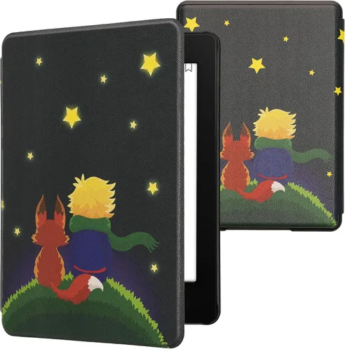 Vista 19 de kwmobile Funda compatible con Amazon Kindle Paperwhite 11. Generación 2021 - Funda para lector electrónico - Libros y páginas Beige/Marrón/Dorado