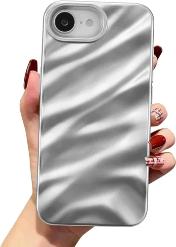 Vista 41 de QLTYPRI Funda compatible con iPhone 11, bonita funda con patrón de ondas de agua para niñas y mujeres, delgada, satinada, brillante, suave, de Beige