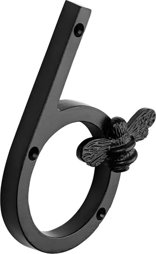 Vista 5 de Brass bee Número de casa con diseño de abeja Placa moderna de 5 pulgadas para letreros de puerta Números de dirección de casa de calle, metal