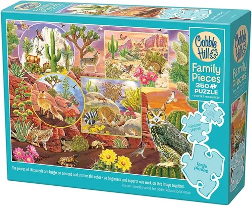 Vista 4 de Cobble Hill Family Piece's 350 Puzzle – Desert Magic – Póster de muestra incluido
