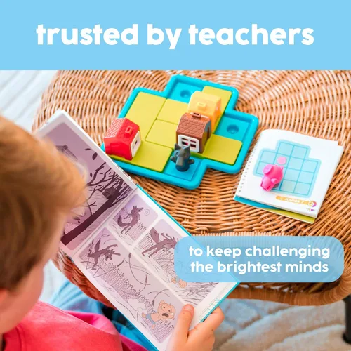 Vista 10 de SmartGames Three Little Piggies – Juego de rompecabezas lógico para preescolar con 48 desafíos y libro de cuentos – Rompecabezas educativo de cuento