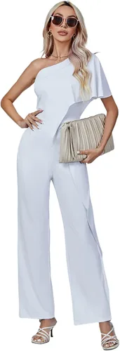 Vista 6 de LYANER Mono de trabajo de manga corta abombada y pantalones de lápiz para mujer