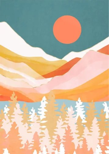 Vista 12 de Hestarcul Kit de pintura de diamante de montaña, kits de arte de diamantes para adultos, pintura de paisaje abstracto con diamantes redondos