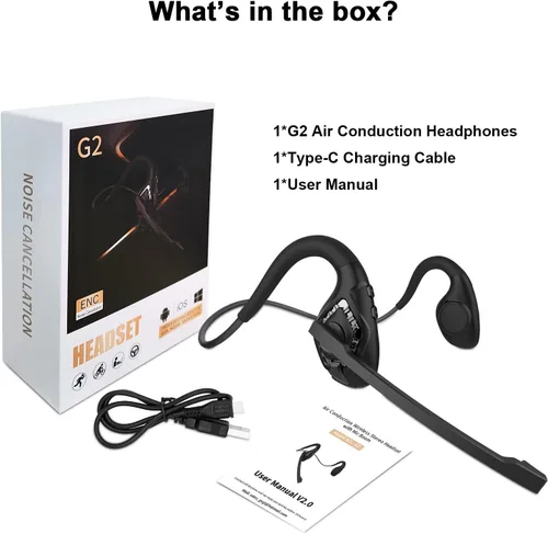 Vista 9 de Giveet Auriculares Bluetooth 5.2, auriculares estéreo inalámbricos de conducción de aire con micrófono con cancelación de ruido, 8 horas