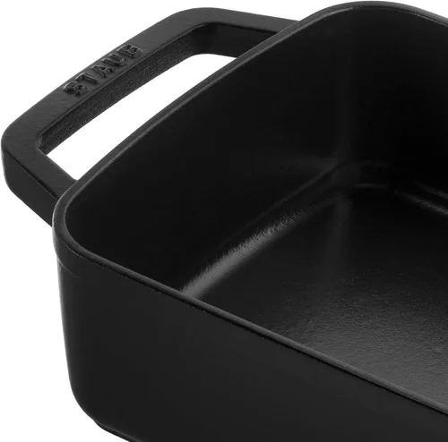 Vista 4 de Staub Asador de hierro fundido de 12 pulgadas x 8 pulgadas, negro mate