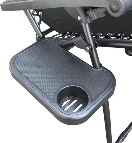 Vista 5 de Jeco Silla de gravedad cero de gran tamaño con sombrilla y bandeja de bebidas - Negro
