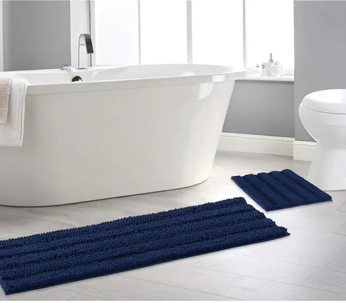 Vista 8 de NICETOWN Tapete negro para baño, antideslizante, suave, absorbente de agua, tapete de bajo perfil para entrada, tapete para vestíbulo, puerta