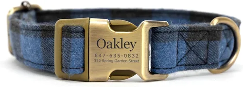 Vista 26 de Collar de perro personalizado con nombre y número de teléfono grabado, collar ajustable personalizado para cachorros, collar de algodón orgánico