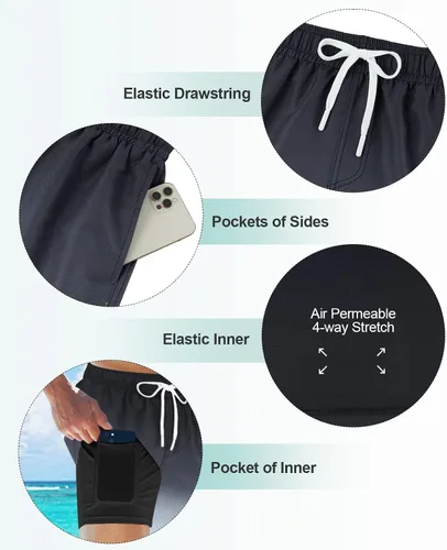 Vista 30 de UNICOMIDEA Bañador para hombre con forro de compresión de 9 pulgadas de largo