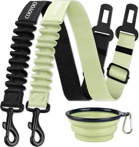 Vista 24 de COOYOO cinturón de seguridad retráctil y ajustable para perro, juego de 3 piezas, cinturón de nailon para vehículo, para que tu mascota esté segura