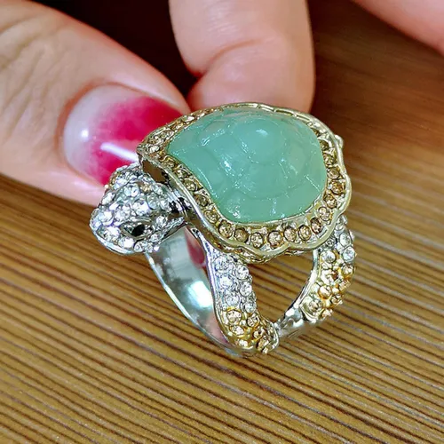 Vista 3 de Iumer - Anillo de zircón de dos piezas con incrustaciones de diamantes de imitación artificiales para mujer, talla 6-10.