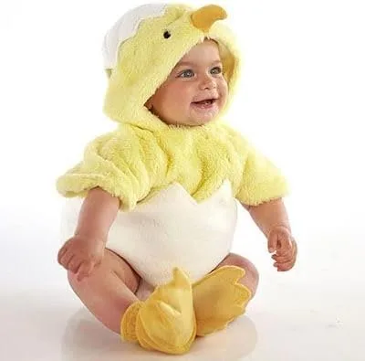 Vista 3 de Disfraz de pollo para bebés niños y niñas, de manga corta, con broches de presión, mameluco de felpa para recién nacido, disfraz de huevo de pollo