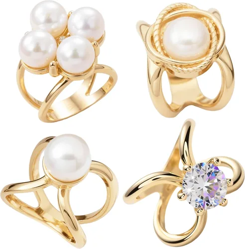 Vista 68 de 4 piezas de clip de anillo de bufanda para mujer, broche de perlas y flores, hebilla de metal para chal, accesorios de decoración para damas y niñas