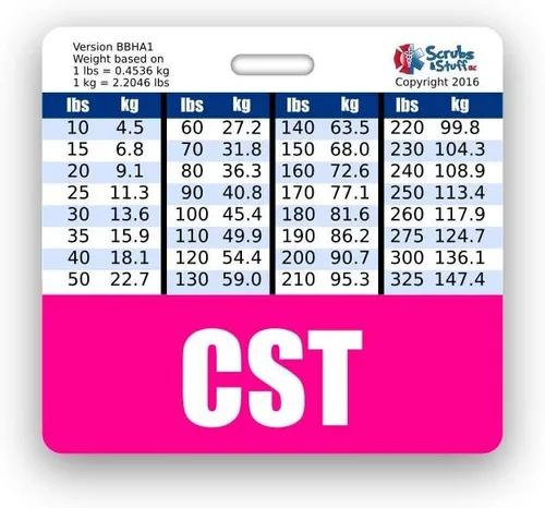 Vista 8 de CST Badge Buddy - Tablas de conversión horizontales con altura y peso (estándar, negro)
