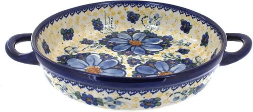 Vista 13 de Blue Rose Polish Pottery - Horno redondo pequeño Ashley naranja con asas, 9 pulgadas de diámetro, único, apto para lavavajillas y duradero