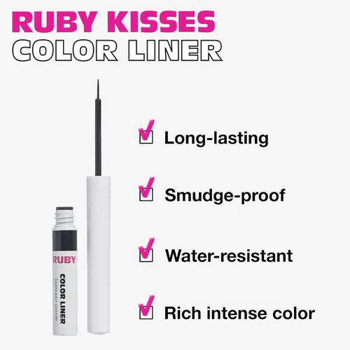 Vista 4 de Ruby Kisses Color Liquid Eyeliner Delineador de ojos resistente al agua de larga duración 0.1 fl oz (0.10 fl oz.) (negro)