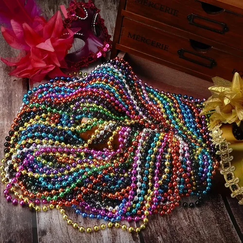 Vista 8 de ZZYFGH 12 Collares de Cuentas Negras, Collares de Cuentas de Navidad de 33'' 7mm, Disfraz de Collar de Cuentas de Mardi Gras Navidad, Accesorios