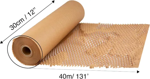 Vista 6 de Ready Roll Papel de embalaje de 12 pulgadas x 131 pies de panal de abeja, embalaje perforado, 1 rollo de envoltura de panal de abeja, embalaje