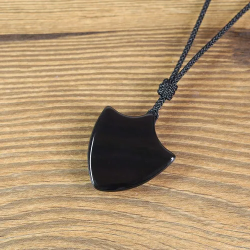 Vista 5 de COAI Collar de amuleto con colgante de obsidiana negra, Piedra, Obsidiana