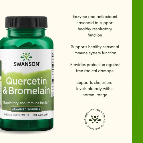 Vista 4 de Swanson La quercetina y la bromelina promueven la salud respiratoria, ayuda al sistema inmunitario estacional y los niveles de colesterol ya