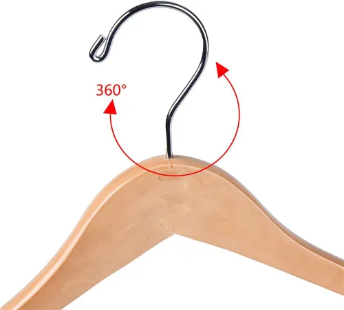 Vista 6 de Quality Hangers Perchas de madera hermosas y resistentes con barra de bloqueo, madera natural brillante (5)