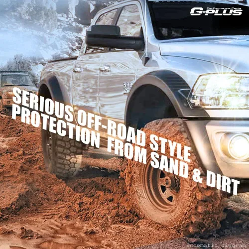 Vista 2 de G-PLUS Fender Flare compatible con GMC Sierra 1500 2007-2013, 4 remaches de bolsillo texturizados Offroad