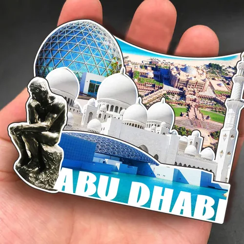Vista 4 de Abu Dhabi United Arab EMI - Imán de madera 3D para nevera, recuerdos coleccionables, decoración hecha a mano, artesanías 2