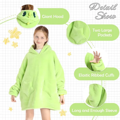 Vista 3 de Zando Blanket Hoodie Wearable Blanket Kids Toddler Oversized Comfy Sweater Warm Sherpa Fleece for Girls Boys Gift