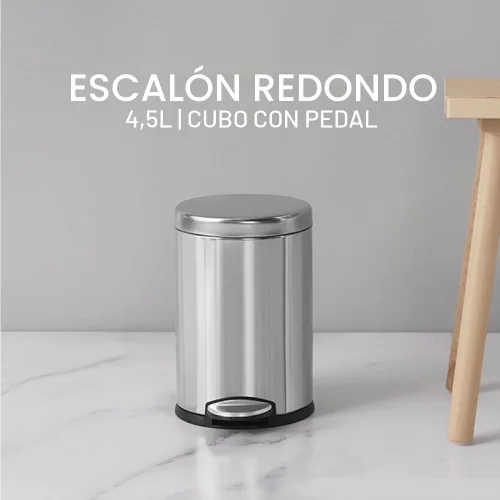 Vista 2 de simplehuman - Cubo de basura redondo para baño de 1.2 galones / 4.5 litros, de acero inoxidable cepillado