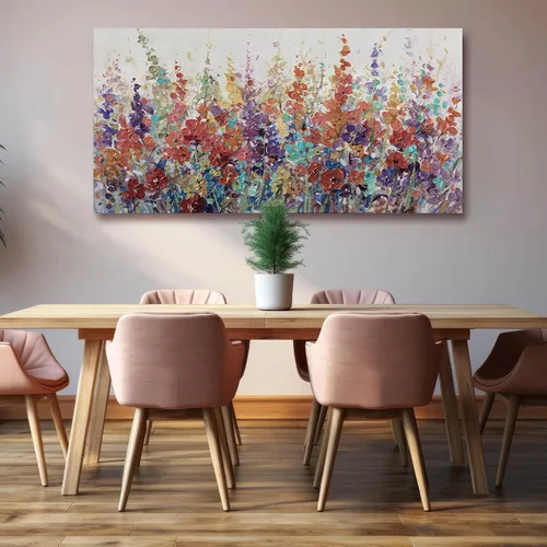 Vista 4 de XIANSHOU Arte de pared rosa y dorado con textura de flores para dormitorio, sala de estar, oficina, habitación de niñas, decoración de pared, 29 x