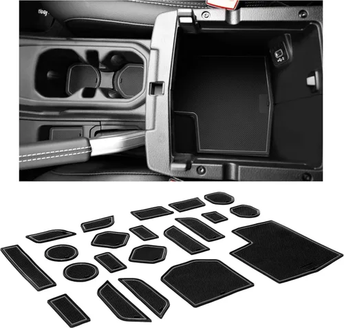 Vista 18 de Compatible con accesorios Jeep Compass 2018-2021 - Insertos de portavasos antideslizantes para interiores de alta calidad, antipolvo, tapetes