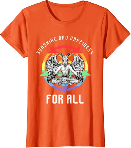 Vista 40 de Funny Sunshine and Happiness for All LGBT Gay Pride Baphomet Camiseta Negro