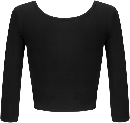 Vista 4 de OThread Co Camiseta corta básica elástica con cuello redondo y manga 34 para mujer