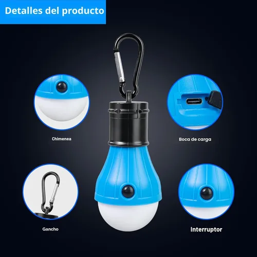 Vista 2 de Jarxin Linterna de Camping LED Recargable USB, Luces de Tienda al Aire Libre para Acampar Colgantes, Linterna para Niños con Gancho de Clip