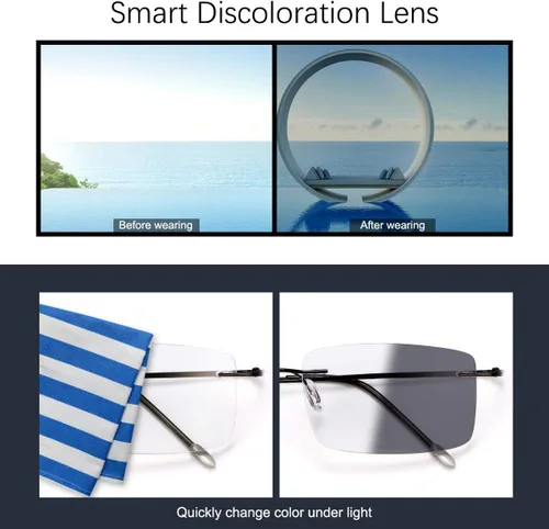 Vista 3 de Lentes de lectura fotocromáticos progresivos de transición multienfoque, bloqueo de luz azul, multifocal, para computadora, lectores de sol
