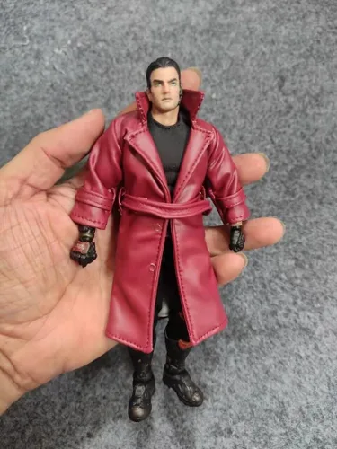 Vista 2 de ximitoy Modelo de capa de cuero PU rojo vino escala 1/12 para figura