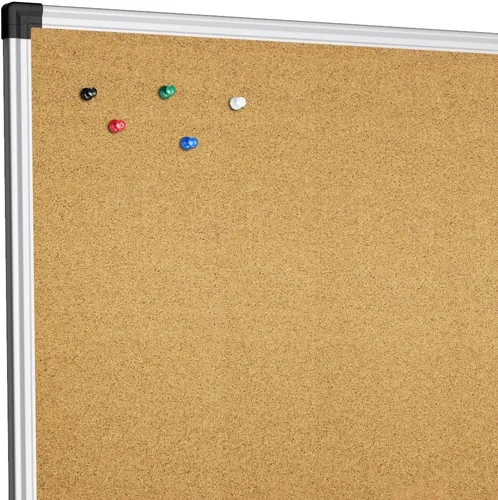Vista 4 de XBoard Tablero de corcho de oficina montado en la pared de 24 x 18 pulgadas, tablón de anuncios con marco de aluminio