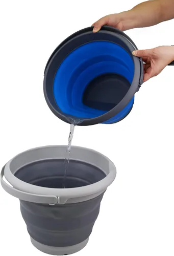 Vista 6 de SAMMART Cubo de plástico plegable de 8,5 L (2,2 galones) - Tina redonda plegable - Cubo de agua portátil para pesca - Maceta al aire libre que Azul