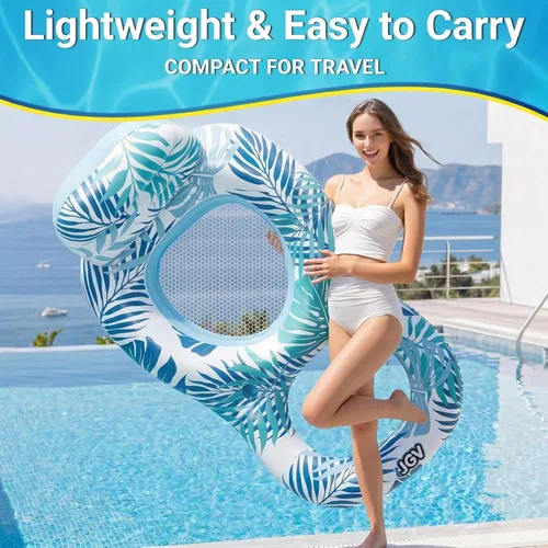 Vista 2 de Flotadores de piscina para adultos, tumbona inflable con soporte para bebidas, viajes, piscina, playa, lago, natación, balsas flotantes de agua