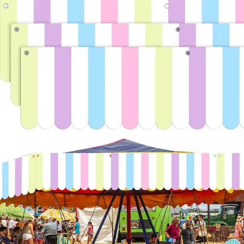 Vista 21 de Preboun 3 piezas de decoración de toldo de carnaval, tienda de campaña de circo, decoraciones colgantes de carnaval, pancarta de concesión, toldo