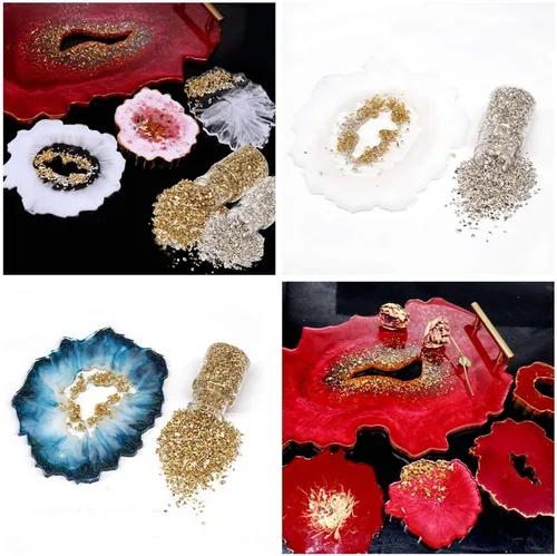Vista 5 de Brillantinas metálicas irregulares de vidrio triturado, espolvorea con purpurina gruesa, dorado, 3.53 oz, 5/64 – 5/32 pulgadas, para manualidades