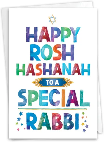 Vista 7 de NobleWorks Divertida tarjeta de felicitación Rosh Hashanah con sobre de 5 x 7 pulgadas (1 tarjeta), tarjetas navideñas judías, ingesta calórica